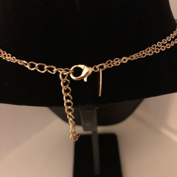 Red Crystal & Gold-tone Block Collar Necklace - Picture 3 of 3